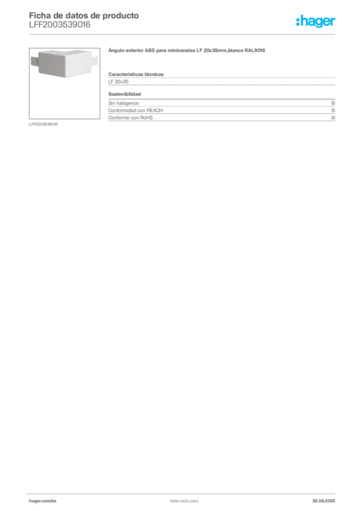 Imagen Hager Ficha de datos de producto LFF2003539016 | Hager España