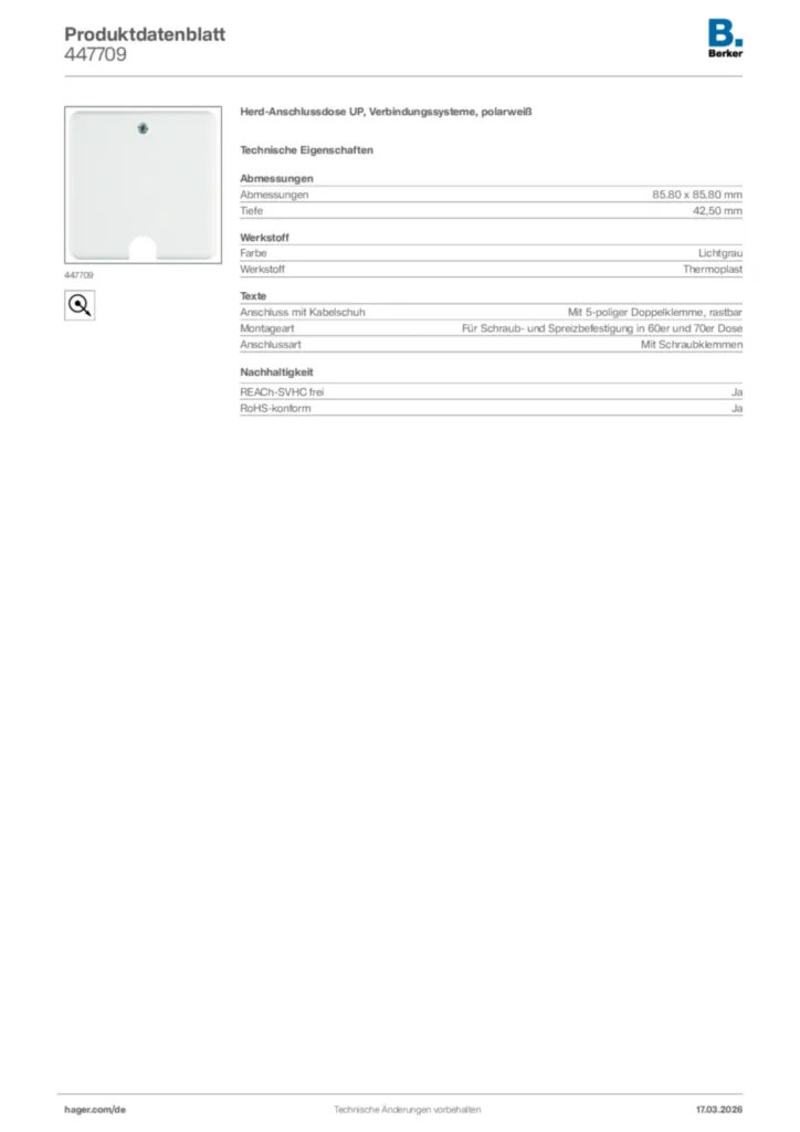 Bild Berker Produktdatenblatt 447709 | Hager Deutschland