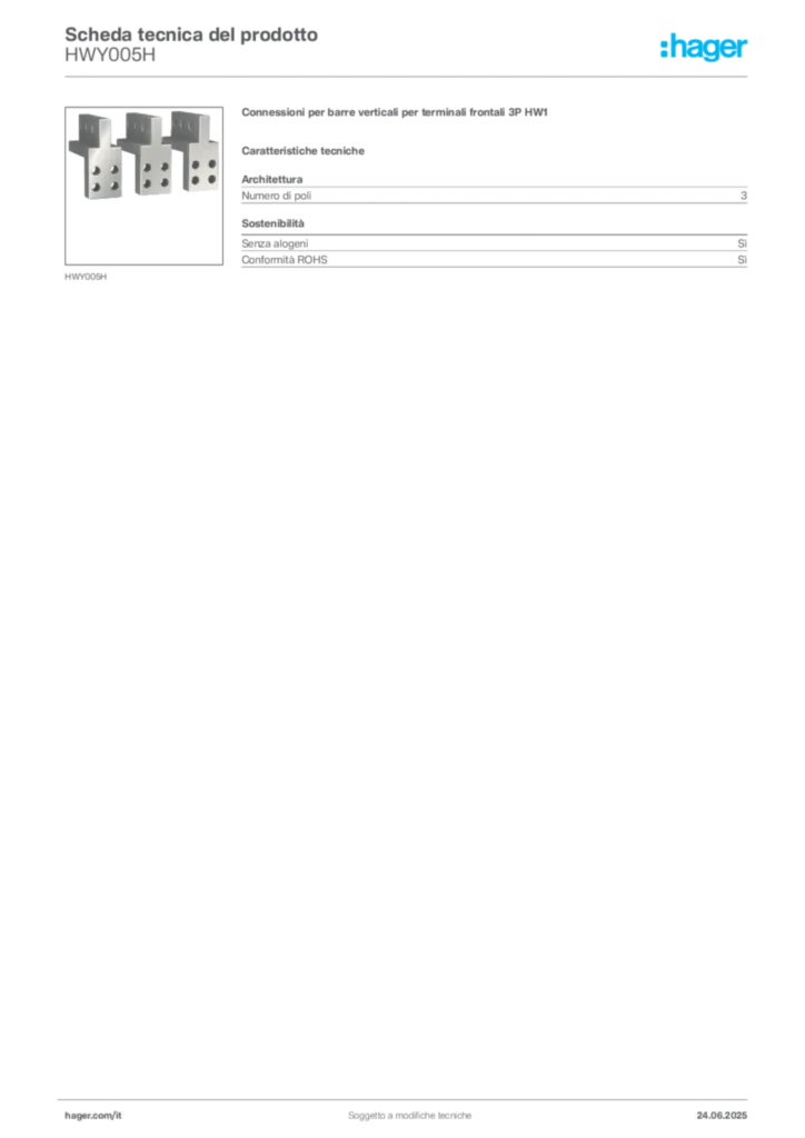 Immagine Hager Scheda tecnica del prodotto HWY005H | Hager Italia