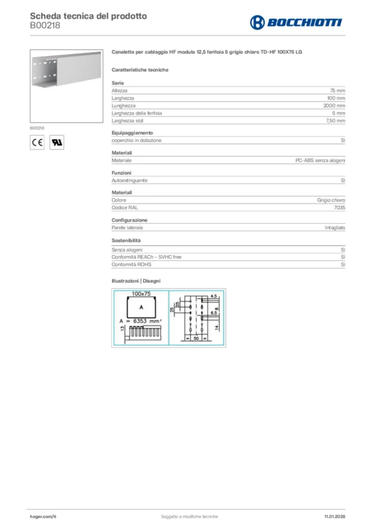 Immagine Bocchiotti Scheda tecnica del prodotto B00218 | Hager Italia