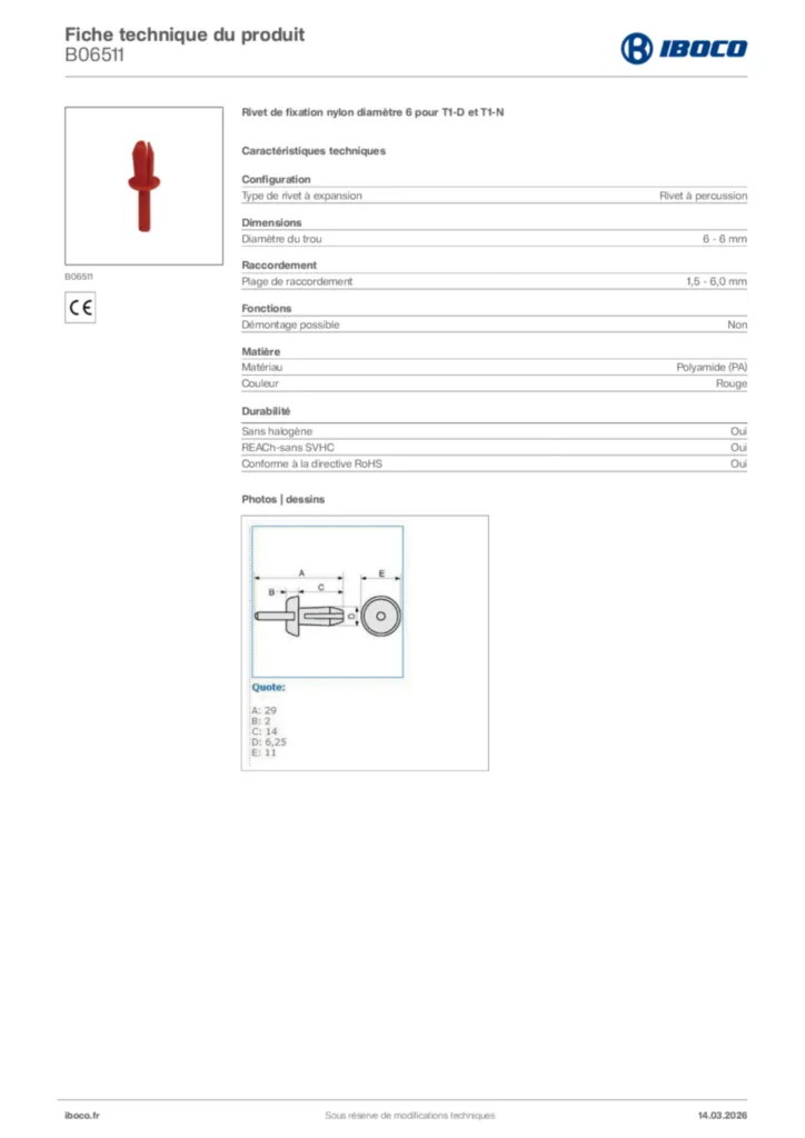 Image Iboco Fiche technique du produit B06511 | Hager France