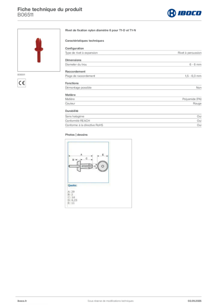 Image Iboco Fiche technique du produit B06511 | Hager France