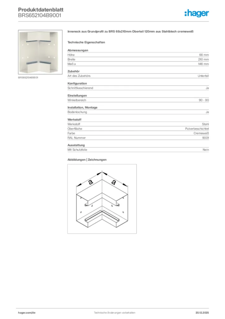 Bild Hager Produktdatenblatt BRS652104B9001 | Hager Deutschland