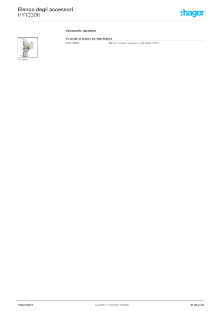 Immagine Hager Scheda tecnica del prodotto HYT330H | Hager Italia