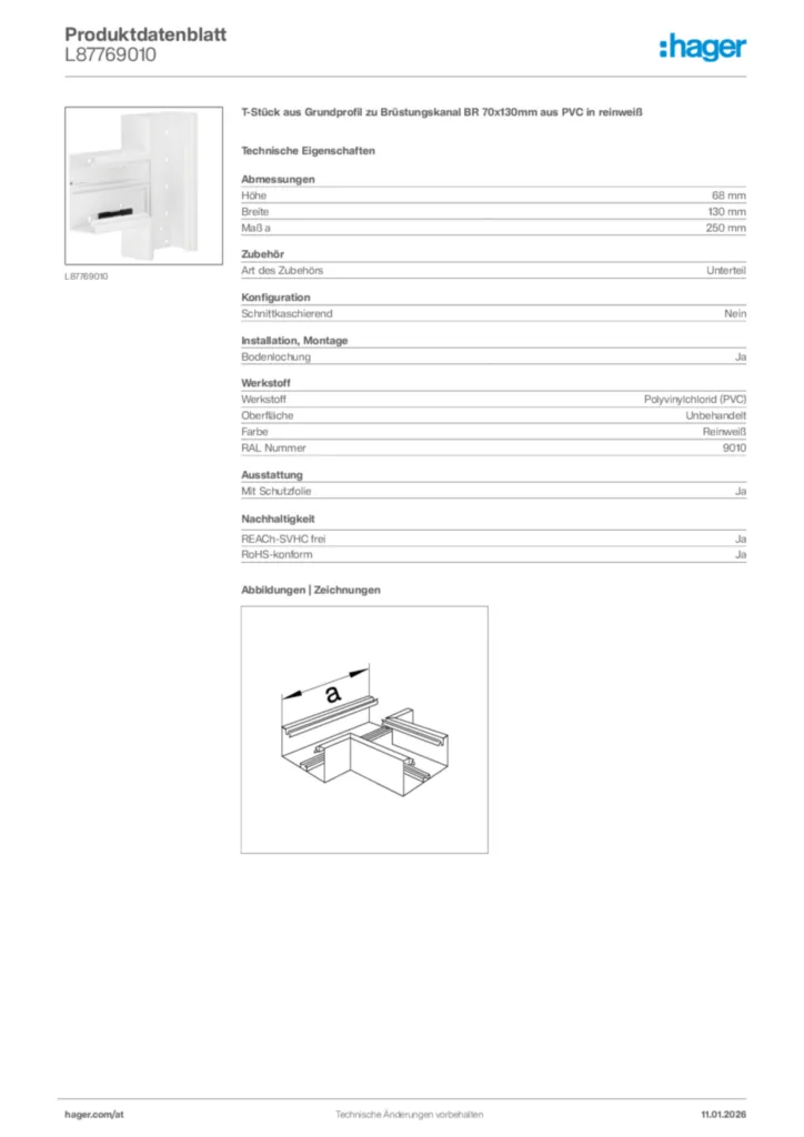 Bild Hager Produktdatenblatt L87769010 | Hager Deutschland