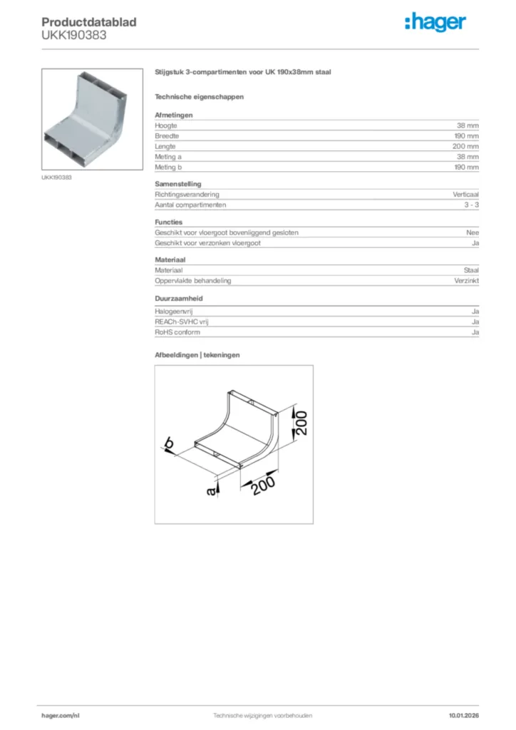 Afbeelding Hager Productdatablad UKK190383 | Hager Nederland