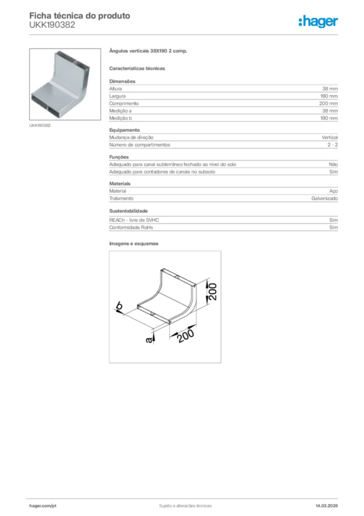 Imagem Hager Ficha técnica do produto UKK190382 | Hager Portugal