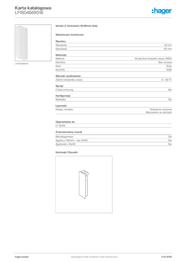 Zdjęcie Hager Karta katalogowa LF1804569016 | Hager Polska