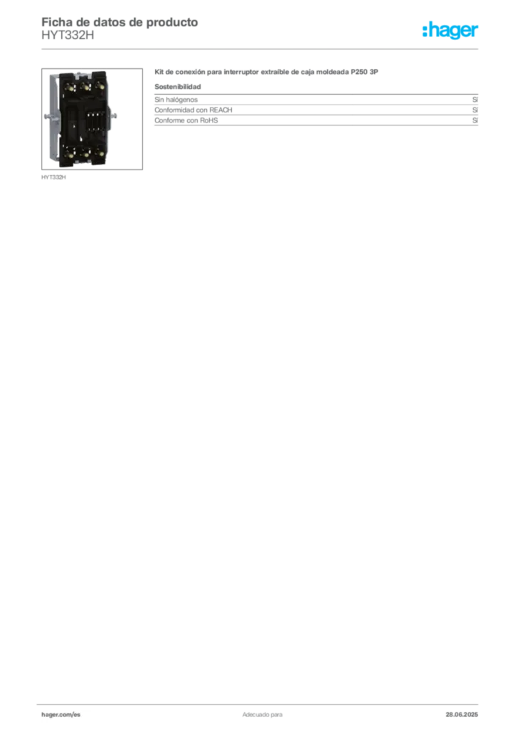 Imagen Hager Ficha de datos de producto HYT332H | Hager España