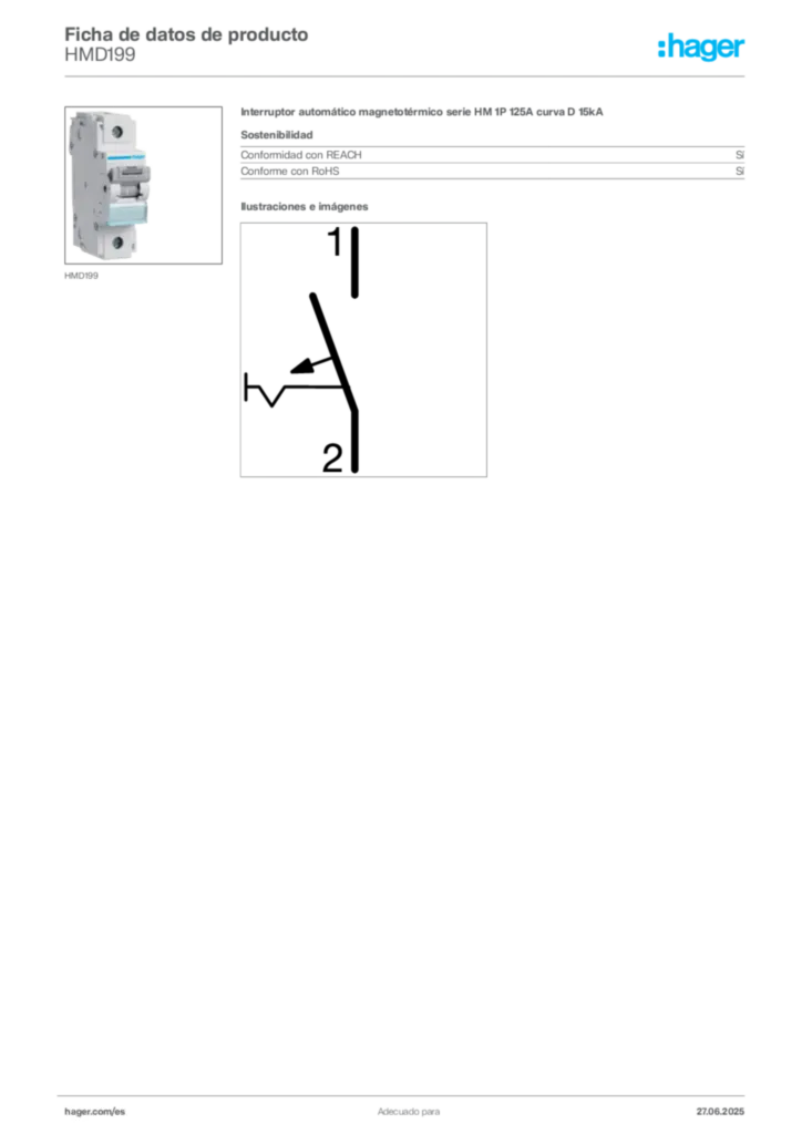 Imagen Hager Ficha de datos de producto HMD199 | Hager España