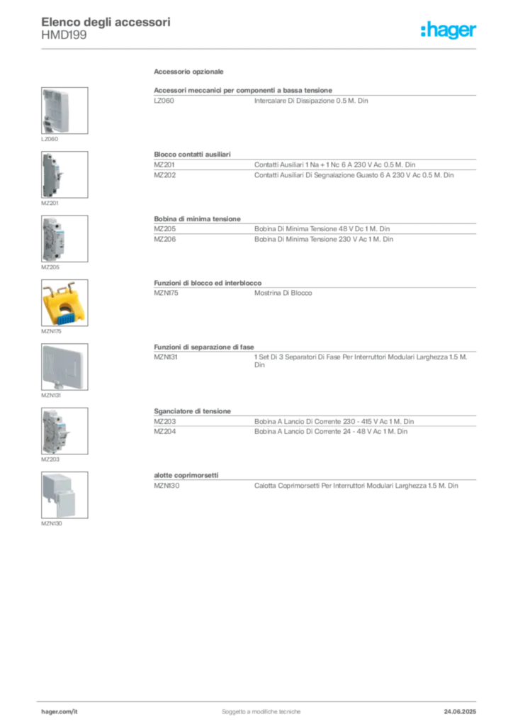 Immagine Hager Scheda tecnica del prodotto HMD199 | Hager Italia