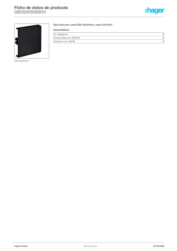 Imagen Hager Ficha de datos de producto GBD5005069011 | Hager España