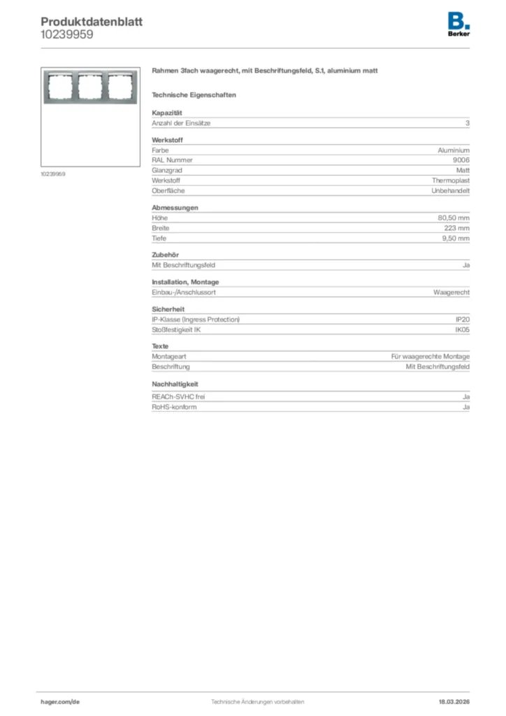 Bild Berker Produktdatenblatt 10239959 | Hager Deutschland