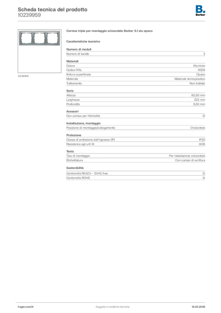 Immagine Berker Scheda tecnica del prodotto 10239959 | Hager Italia