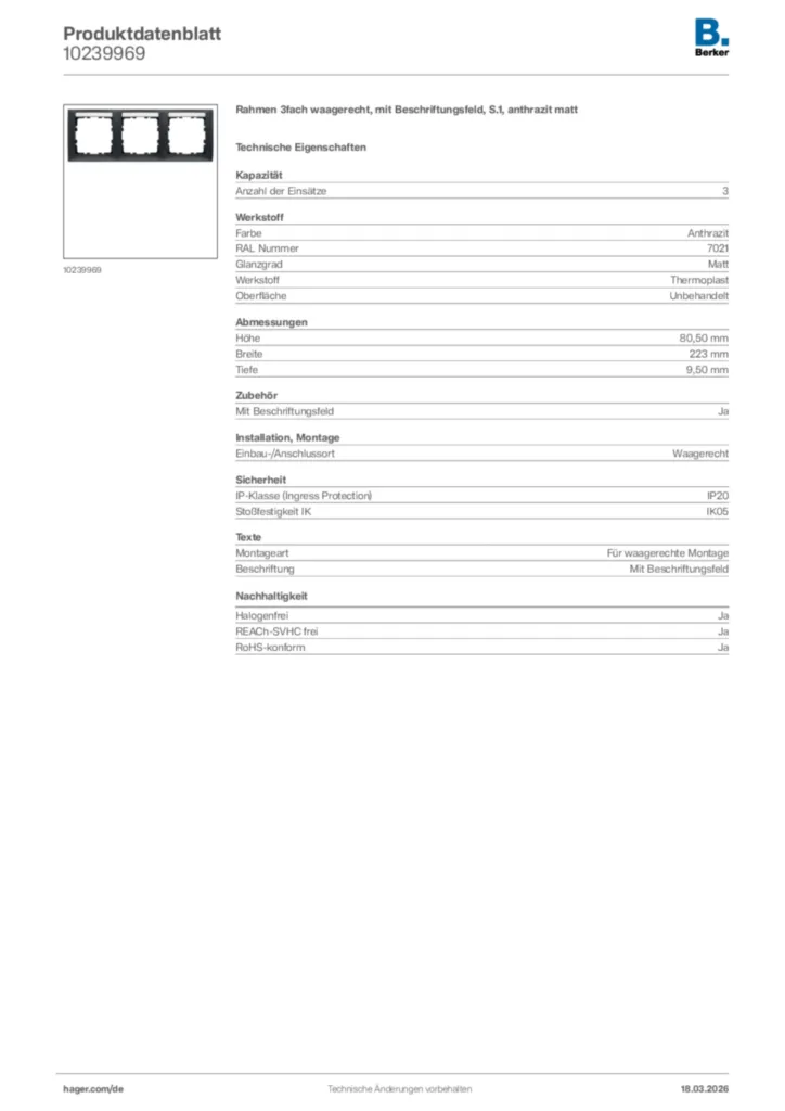 Bild Berker Produktdatenblatt 10239969 | Hager Deutschland
