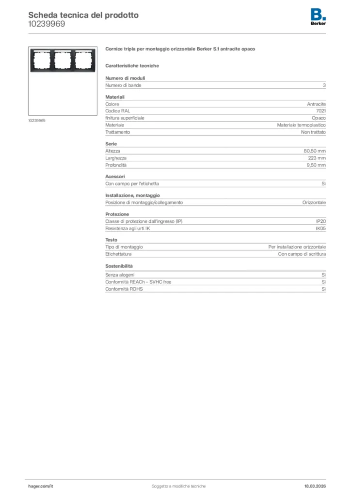 Immagine Berker Scheda tecnica del prodotto 10239969 | Hager Italia
