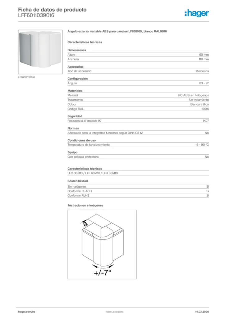 Imagen Hager Ficha de datos de producto LFF6011039016 | Hager España