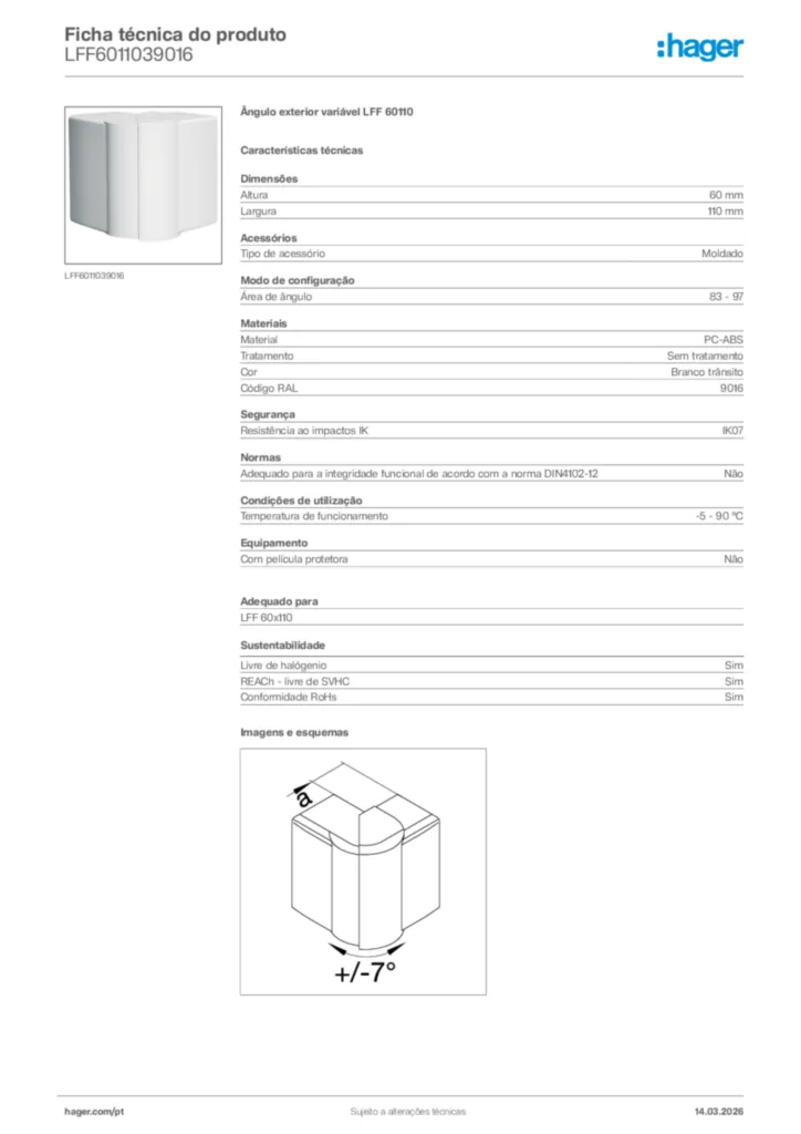 Imagem Hager Ficha técnica do produto LFF6011039016 | Hager Portugal