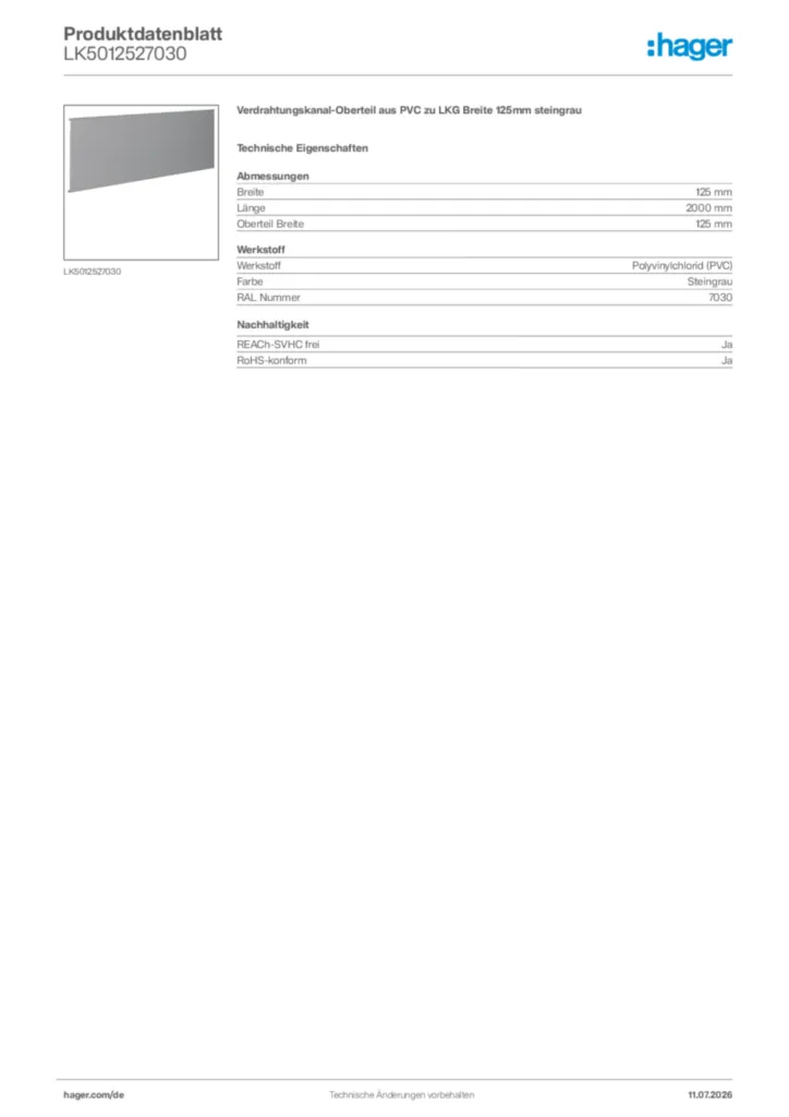 Bild Hager Produktdatenblatt LK5012527030 | Hager Deutschland