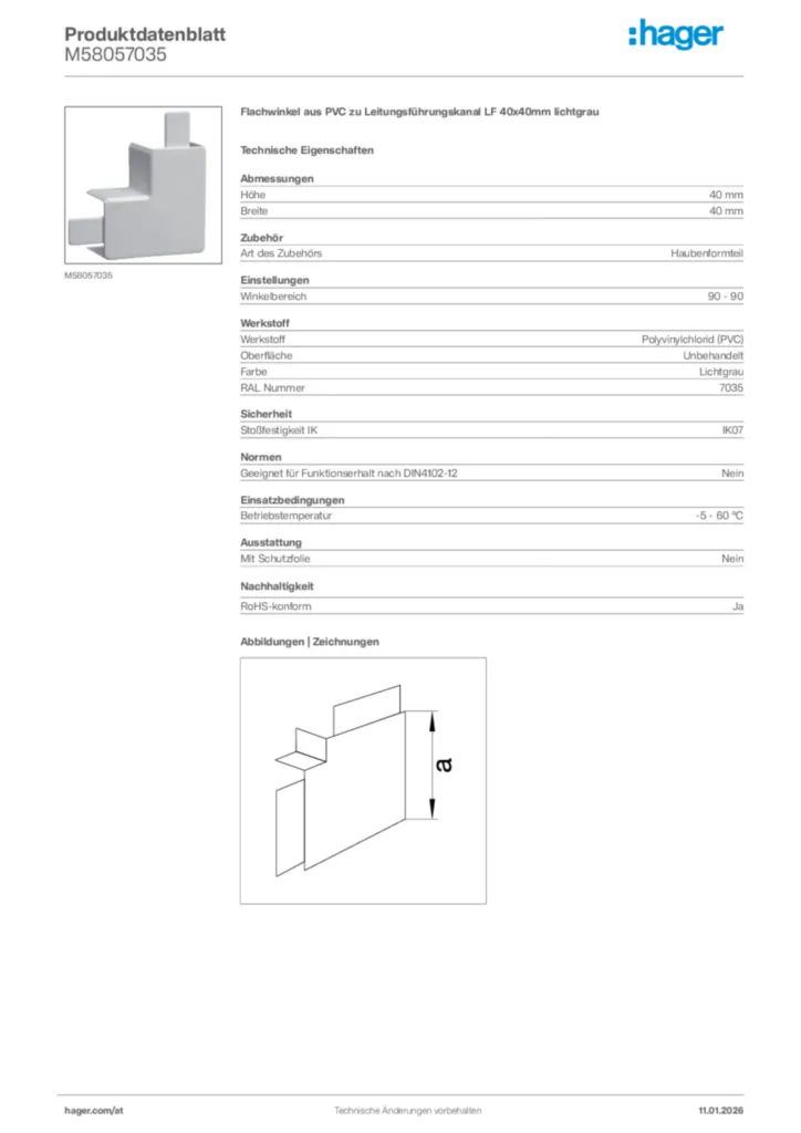 Bild Hager Produktdatenblatt M58057035 | Hager Deutschland