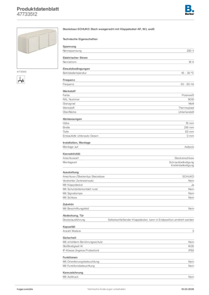 Bild Berker Produktdatenblatt 47733512 | Hager Deutschland