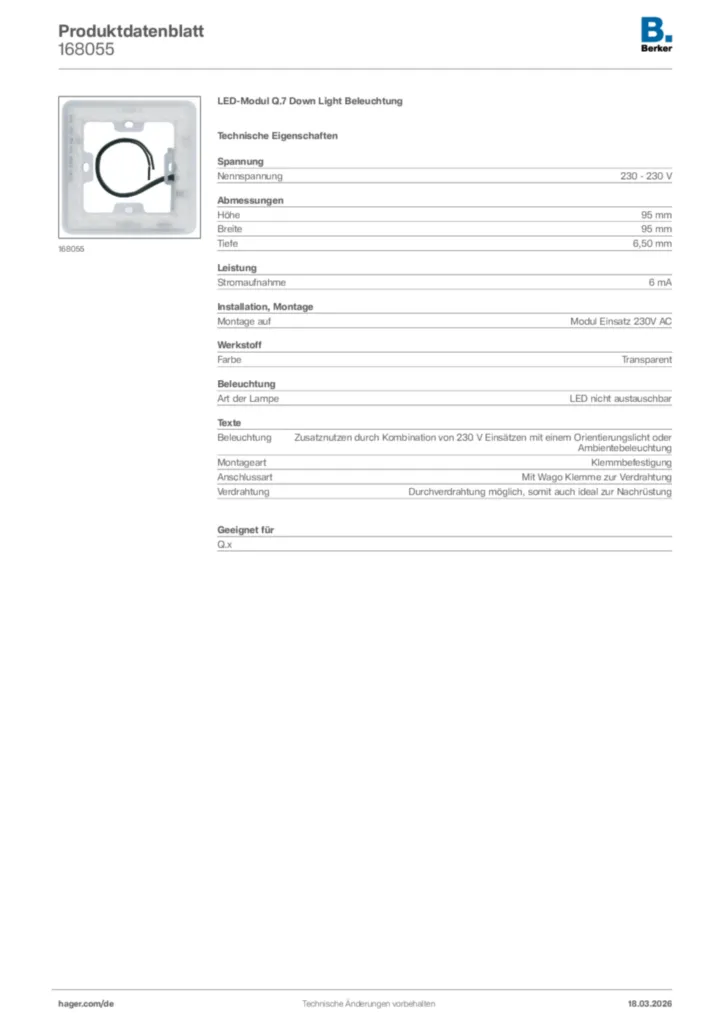 Bild Berker Produktdatenblatt 168055 | Hager Deutschland