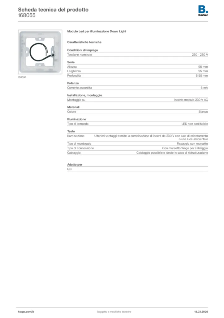 Immagine Berker Scheda tecnica del prodotto 168055 | Hager Italia