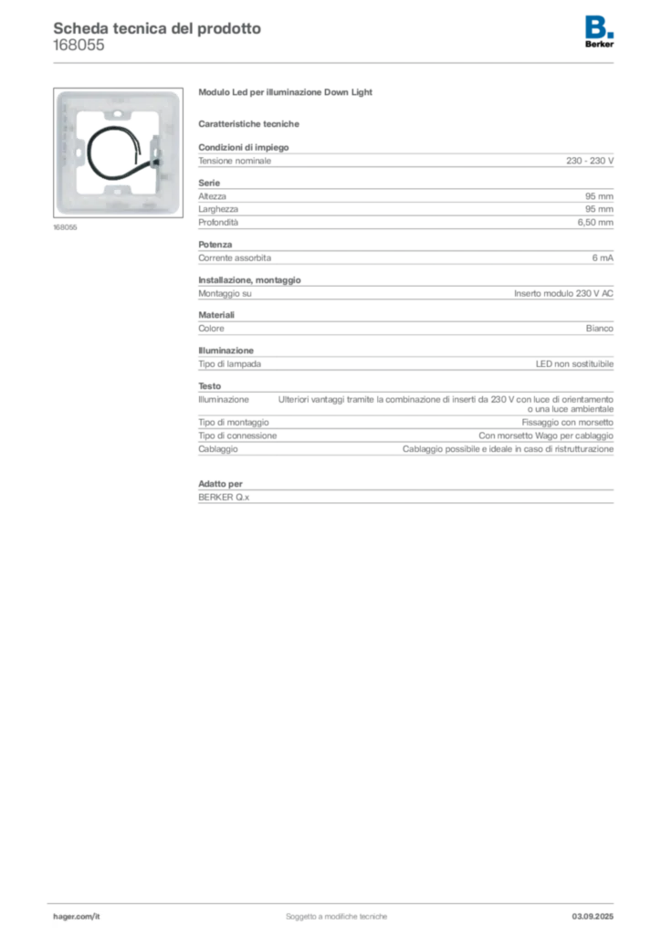 Immagine Berker Scheda tecnica del prodotto 168055 | Hager Italia