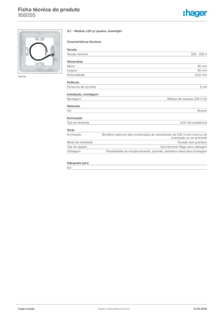 Imagem Hager Ficha técnica do produto 168055 | Hager Portugal