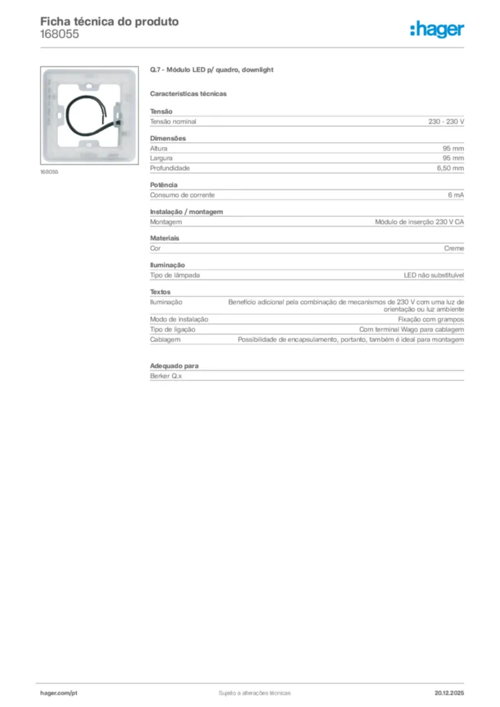 Imagem Hager Ficha técnica do produto 168055 | Hager Portugal