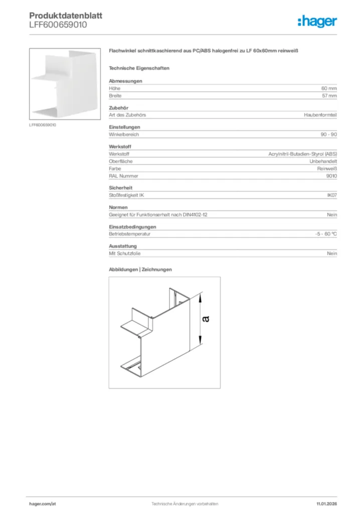 Bild Hager Produktdatenblatt LFF600659010 | Hager Deutschland