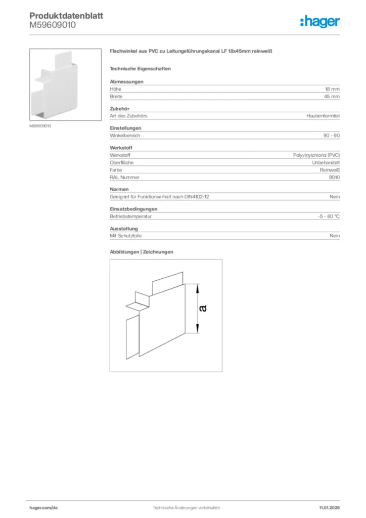 Bild Hager Produktdatenblatt M59609010 | Hager Deutschland