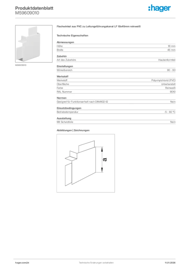 Bild Hager Produktdatenblatt M59609010 | Hager Deutschland