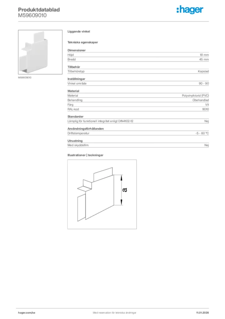 Bild Hager Produktdatablad M59609010 | Hager Sverige