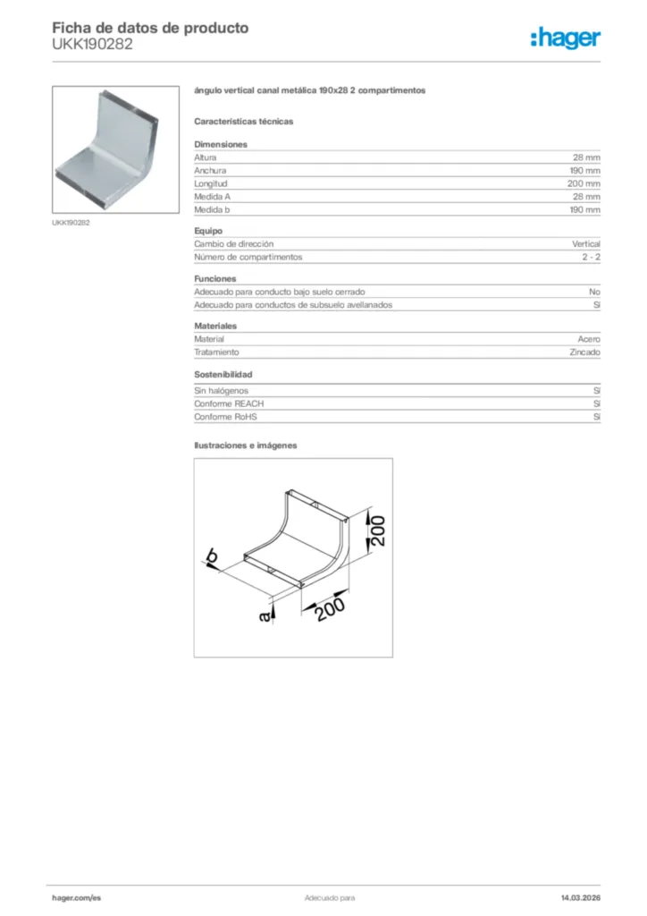 Imagen Hager Ficha de datos de producto UKK190282 | Hager España