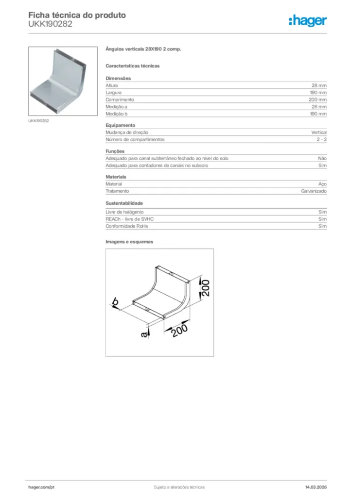 Imagem Hager Ficha técnica do produto UKK190282 | Hager Portugal