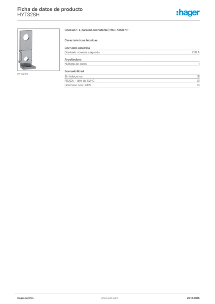 Imagen Hager Ficha de datos de producto HYT328H | Hager España
