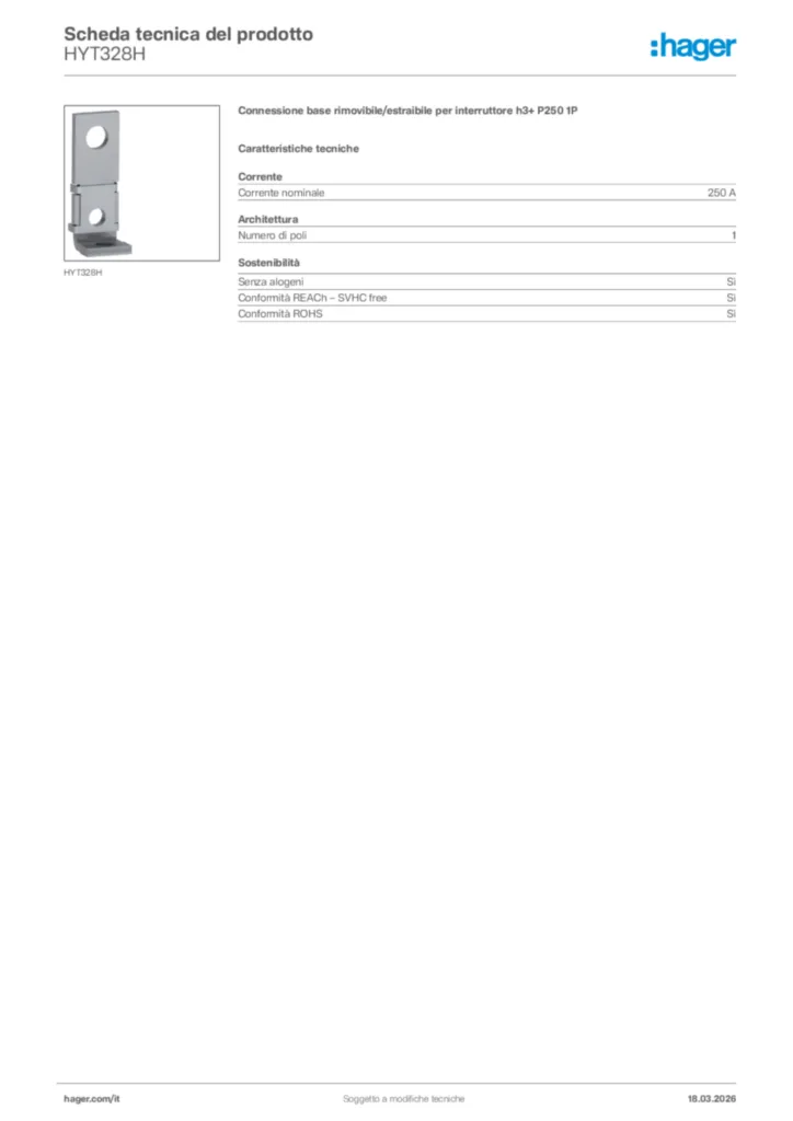 Immagine Hager Scheda tecnica del prodotto HYT328H | Hager Italia