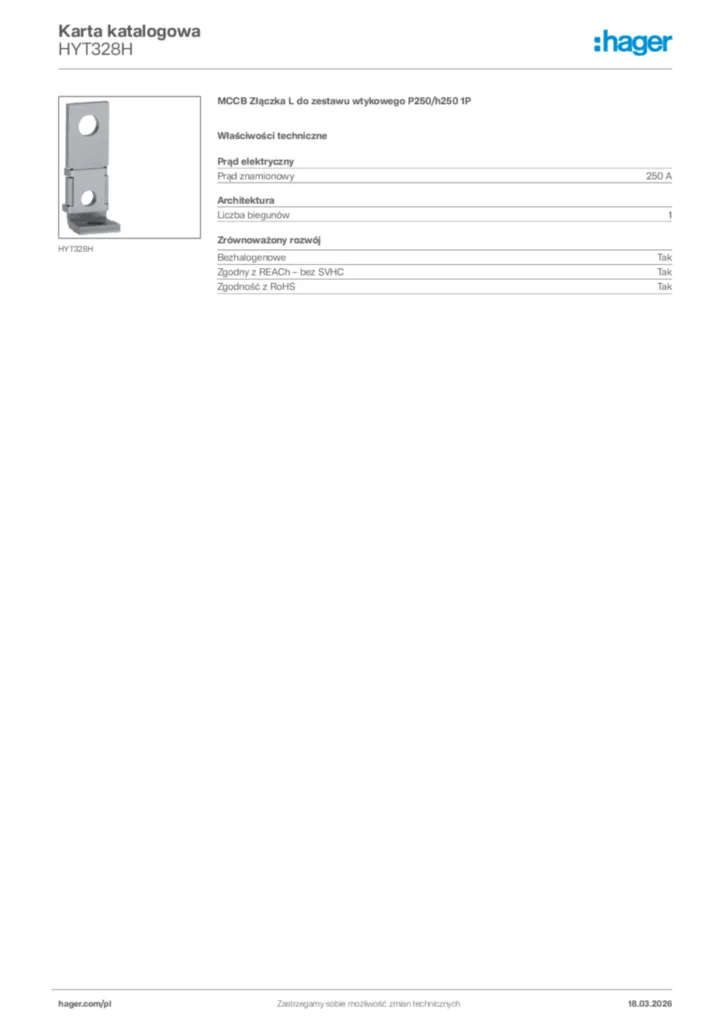 Zdjęcie Hager Karta katalogowa HYT328H | Hager Polska