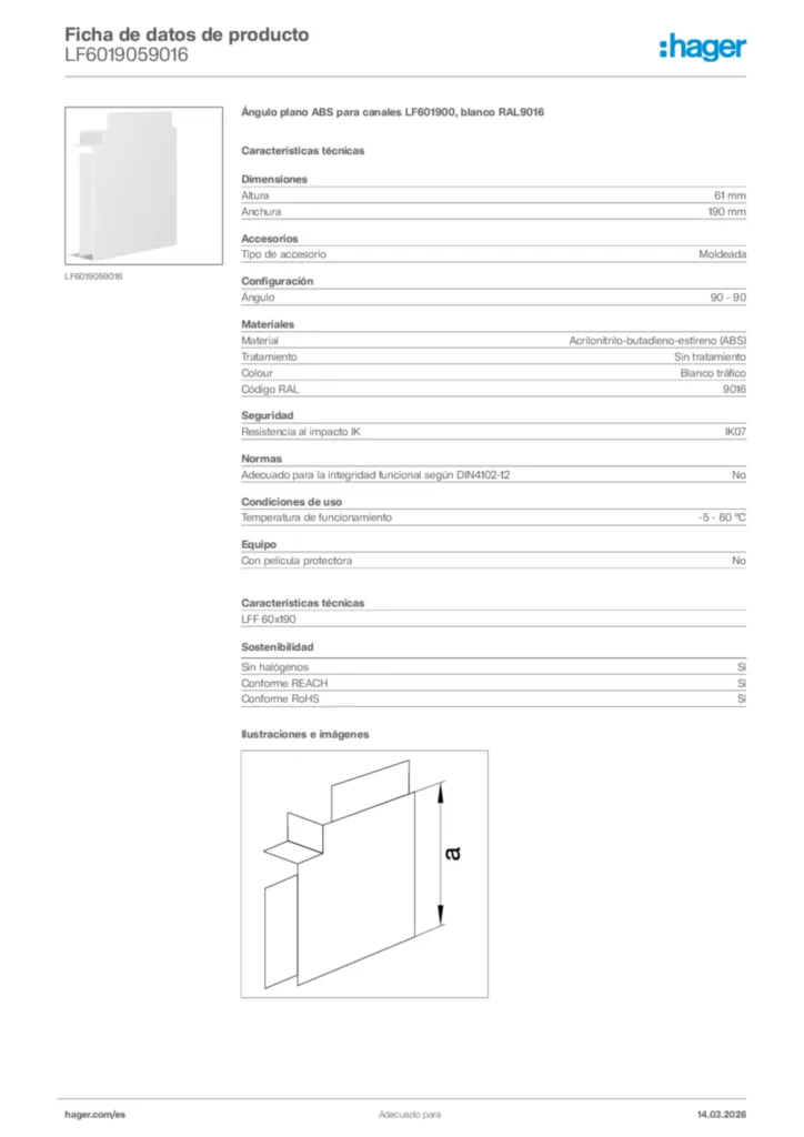Imagen Hager Ficha de datos de producto LF6019059016 | Hager España
