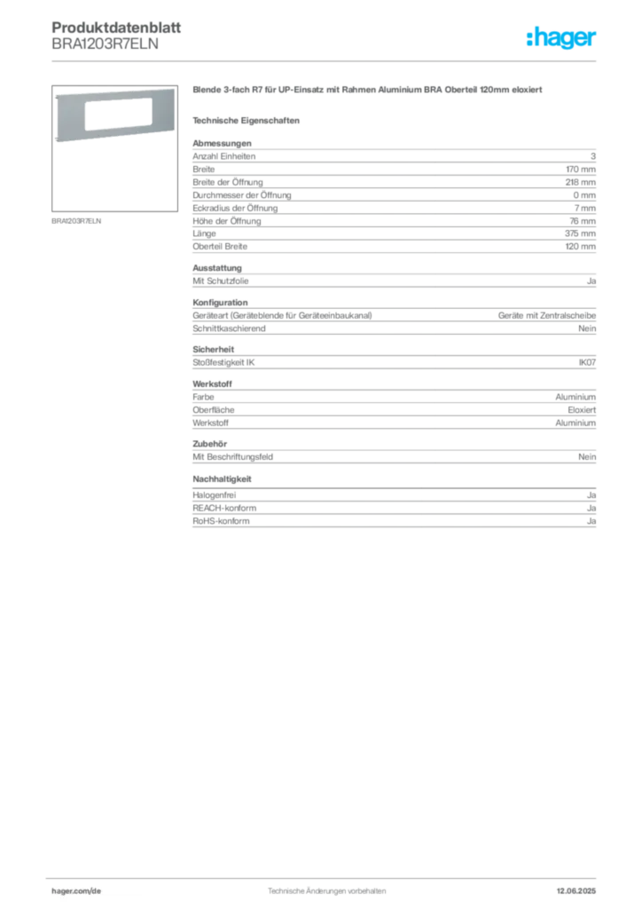 Hager Produktdatenblatt BRA1203R7ELN