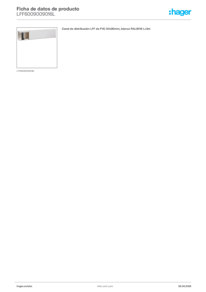 Imagen Hager Ficha de datos de producto LFF6009009016L | Hager España