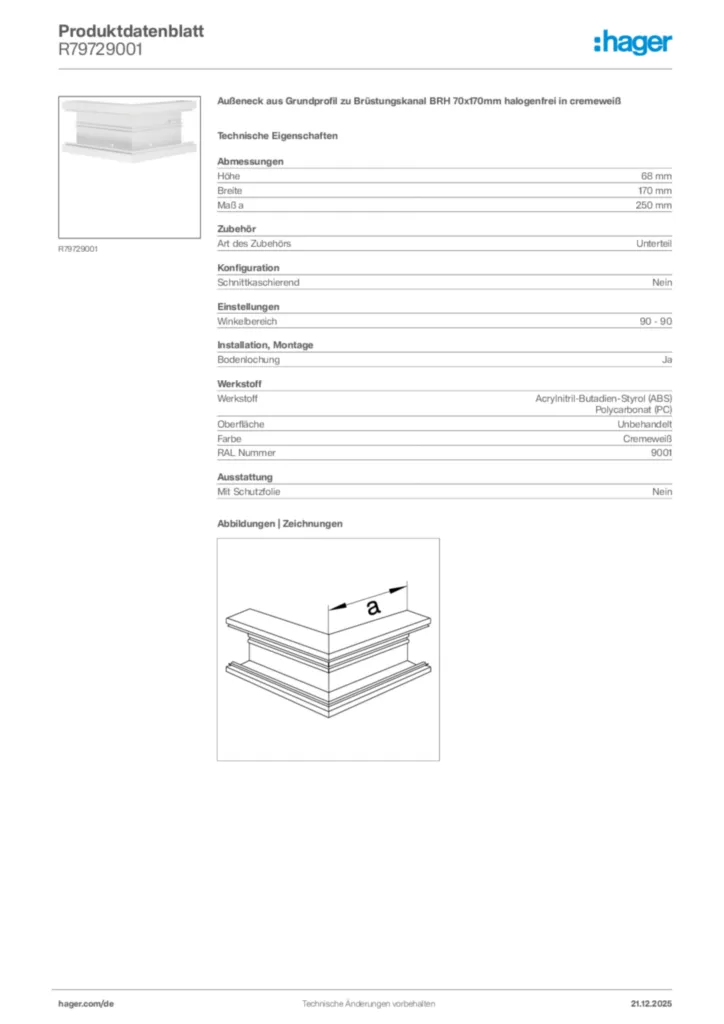 Bild Hager Produktdatenblatt R79729001 | Hager Deutschland