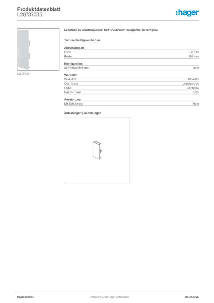 Bild Hager Produktdatenblatt L28737035 | Hager Deutschland