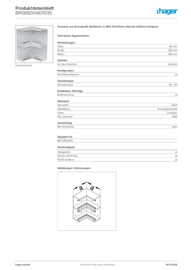 Bild Hager Produktdatenblatt BRS652104D7035 | Hager Deutschland