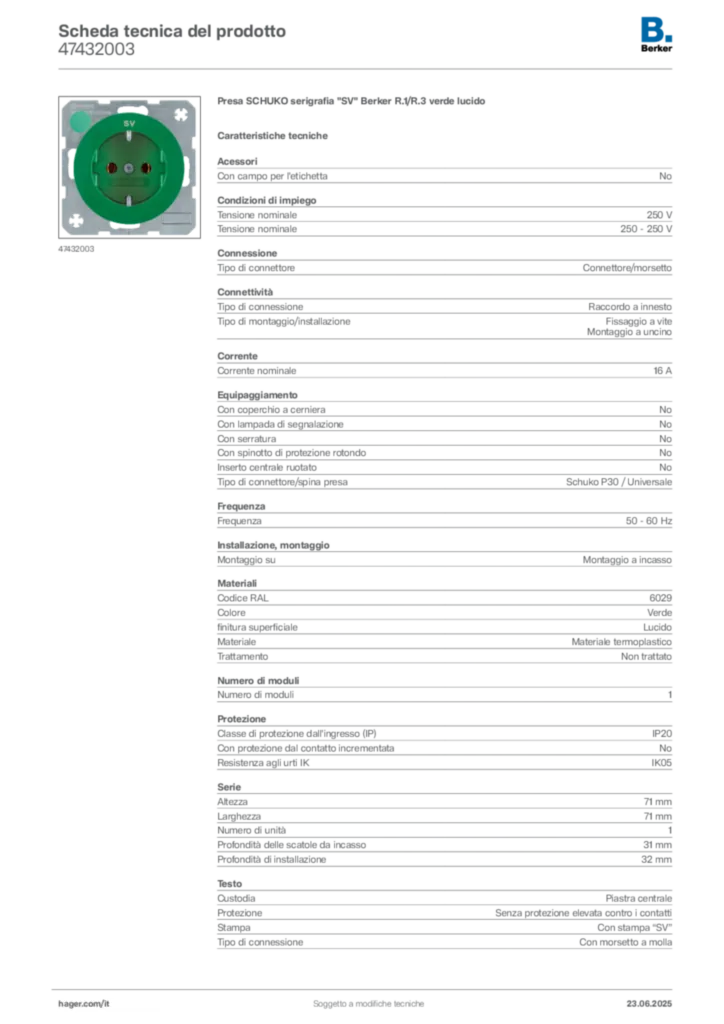 Immagine Berker Scheda tecnica del prodotto 47432003 | Hager Italia