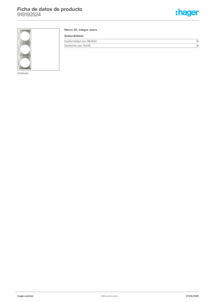 Imagen Hager Ficha de datos de producto 918192524 | Hager España