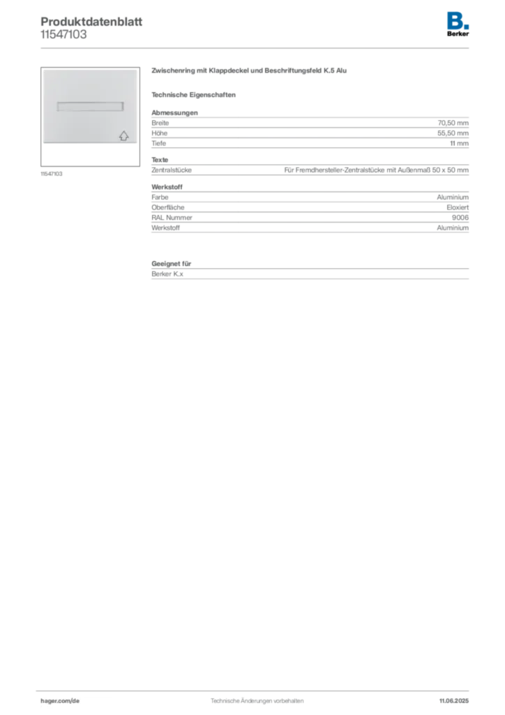 Berker Produktdatenblatt 11547103