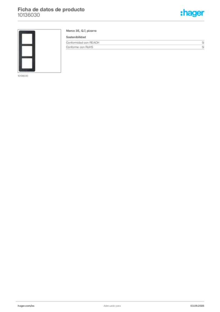 Imagen Hager Ficha de datos de producto 10136030 | Hager España