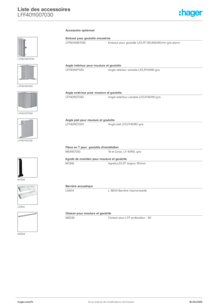 Image Hager Fiche technique du produit LFF4011007030 | Hager France